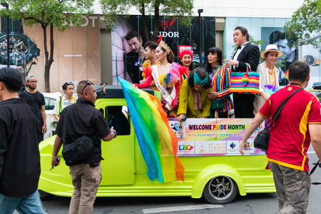 Bangkok, Thailand June 1 ,2024. LGBTQ+ parade in Bangkok Pride Festival 2024 Celebration Of Love, on Rama 1 road , Pathumwan district from the National Stadium to Central World Ratのeditorial素材