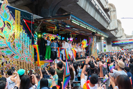 Bangkok, Thailand June 1 ,2024. LGBTQ+ parade in Bangkok Pride Festival 2024 Celebration Of Love, on Rama 1 road , Pathumwan district from the National Stadium to Central World Ratのeditorial素材