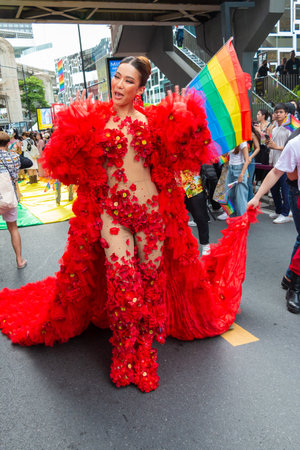 Bangkok, Thailand June 1 ,2024. LGBTQ+ parade in Bangkok Pride Festival 2024 Celebration Of Love, on Rama 1 road , Pathumwan district from the National Stadium to Central World Ratのeditorial素材