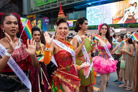 Bangkok, Thailand June 1 ,2024. LGBTQ+ parade in Bangkok Pride Festival 2024 Celebration Of Love, on Rama 1 road , Pathumwan district from the National Stadium to Central World Ratのeditorial素材