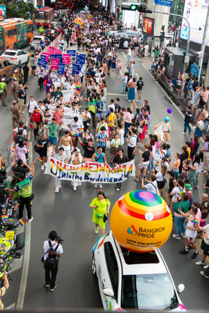 Bangkok, Thailand June 1 ,2024. LGBTQ+ parade in Bangkok Pride Festival 2024 Celebration Of Love, on Rama 1 road , Pathumwan district from the National Stadium to Central World Ratのeditorial素材