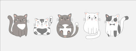 Collection of cute cats. Cartoon characters in vector.のイラスト素材