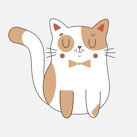 Cute cat in cartoon style with spots. Vector. Isolated on white background.のイラスト素材