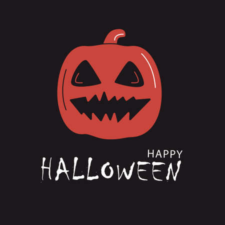 Pumpkin. Happy Halloween. Postcard or banner with a creepy pumpkin. Vector illustrationのイラスト素材
