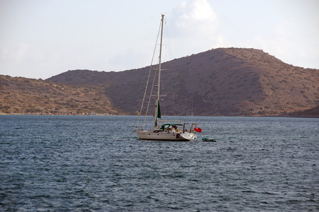 Sail boat on a sea near Spinalonga, Greece