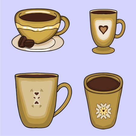 Cute and Cozy Coffee Cup Illustrationsのイラスト素材