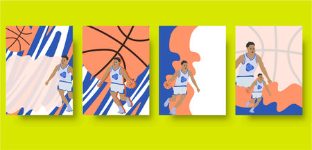 Versatile Basketball Background Set for Sports Designsのイラスト素材