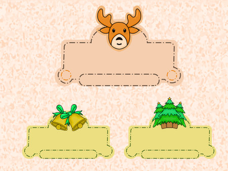 Festive Christmas Deer and Tree Name Tag Labels Printのイラスト素材