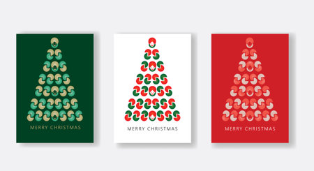 Modern and minimalist Christmas tree design featuring a spiral pattern. Perfect for creating unique holiday cards and decorations.のイラスト素材