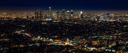 City of Los Angeles night skyline cityscapeの写真素材