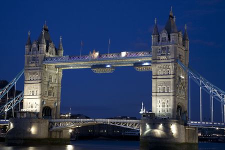 Tower Bridge illuminated at night in London