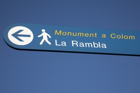 Rambla Pedestrian Sign against Blue Sky Backgroundの写真素材