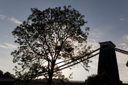 Clifton Suspension Bridge at Dusk, Bristol, UKの写真素材