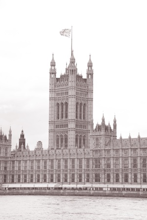 Houses of Parliament at Westminster, London in Black and White, Sepia, Toneの写真素材