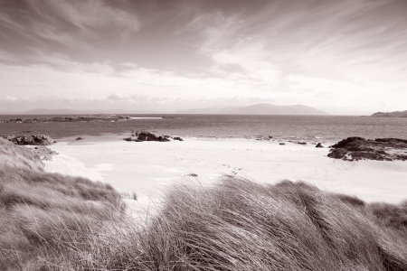 Traigh Ban; White Strand of the Monks; Beach; Iona; Scotland, UK in Black and White Sepia Toneの写真素材