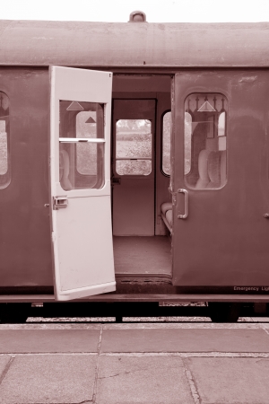 Railway Carriages in Black and White Sepia Toneの写真素材