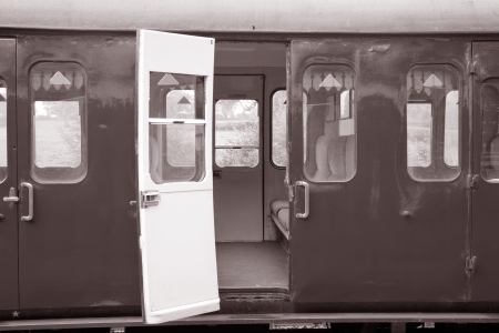 Railway Carriages in Black and White Sepia Toneの写真素材