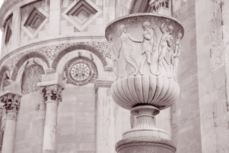 Cathedral Church in Pisa Italy in Black and White Sepia Toneの写真素材