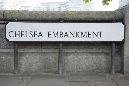 Chelsea Embankment Street Sign; London; England; UKの写真素材