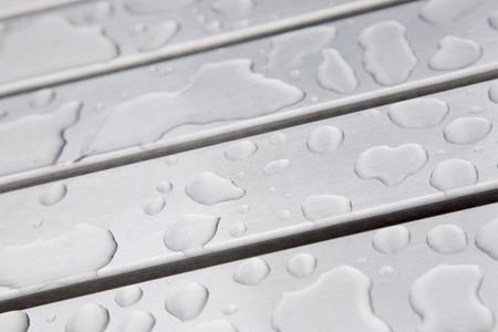 Rain Drops on Silver Diagonal Backgroundの写真素材