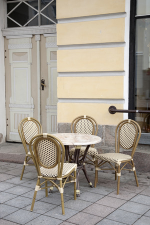 Cafe Table and Chairs in Paris Streetのeditorial素材