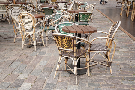 Cafe Chairs and Table, Paris, Franceの写真素材