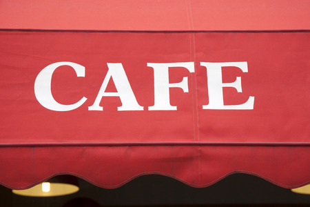 Cafe Sign on Red Backgroundの写真素材