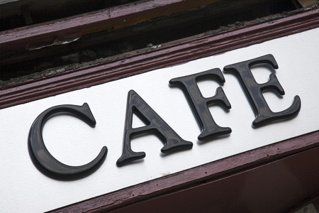 Cafe Sign on Diagonal Tiltの写真素材