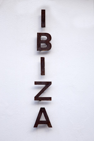 Ibiza Sign against White Wallの写真素材