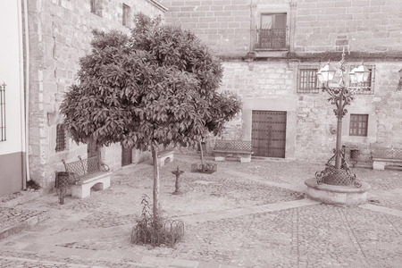 Juan de Valencia Square, Ubeda, Andalusia, Spain in Black and White Sepia Toneのeditorial素材