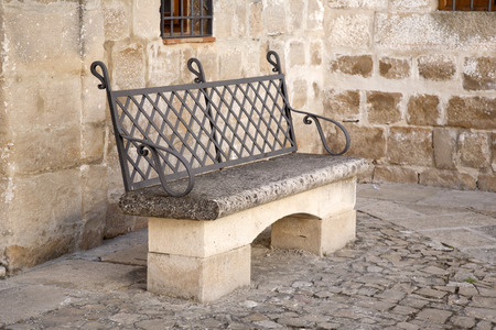 Stone Bench in Ubeda, Andalusia, Spainの写真素材