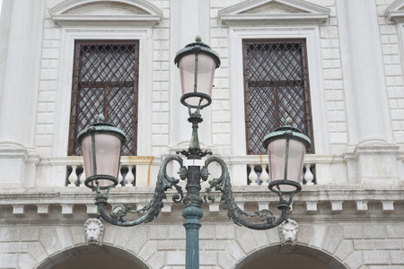 Facade and Lamppost, Venice, Italyの写真素材
