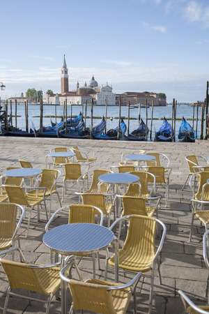 San Giorgio Maggiore Church and Gondola Boats, Venice, Italyの写真素材