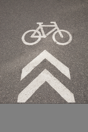 Bike Lane Sign on Pavementの写真素材