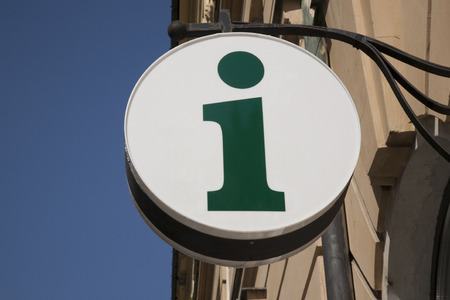 Information Sign against Blue Sky Backgroundの写真素材