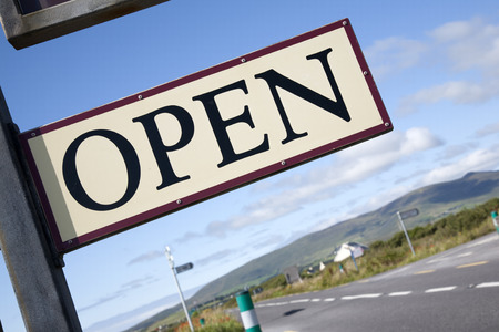 Open Sign on Diagonal Slant