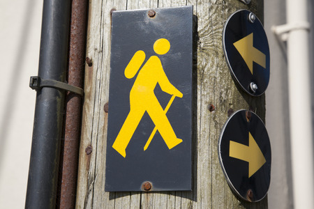 Trekking Sign on Wooden Postの写真素材