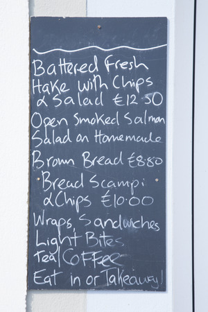 Cafe Food Menu on White Wallの写真素材