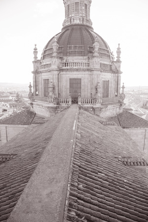 Clerecia University Building, Salamanca, Europe in Black and White Sepia Toneのeditorial素材