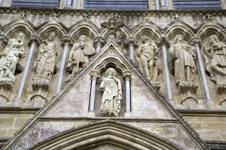 Salisbury Cathedral Facade, England, UKの写真素材