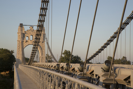 Penjat Suspension Bridge, Amposta, Spainの写真素材