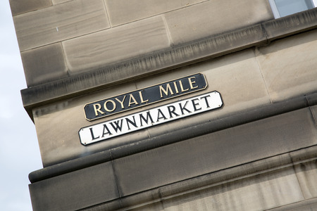 Lawnmarket - Royal Mile Street Sign; Edinburgh; Scotlandの写真素材