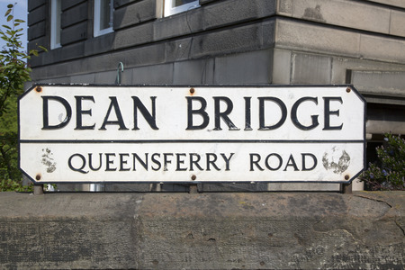 Dean Bridge Street Sign; Edinburgh; Scotland; Europeの写真素材