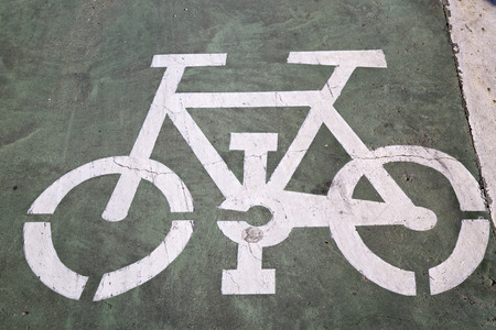 Bike Lane Sign, Saragossa; Aragonの写真素材