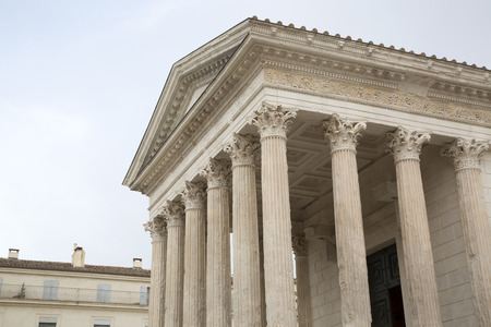 Maison Carree Roman Temple, Nimes, France, Europeの写真素材