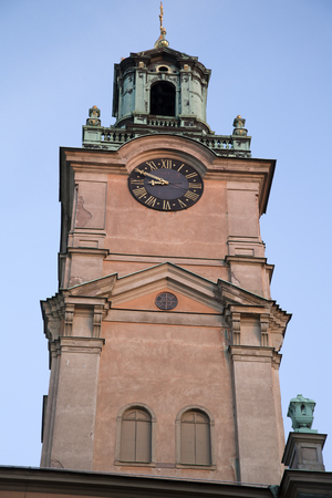 Tower of Storkyrkan Church; Gamla Stan Island; Stockholm; Sweden; Europeの写真素材