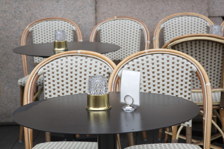 Cafe Table and Chairs, Stockholm, Swedenの写真素材