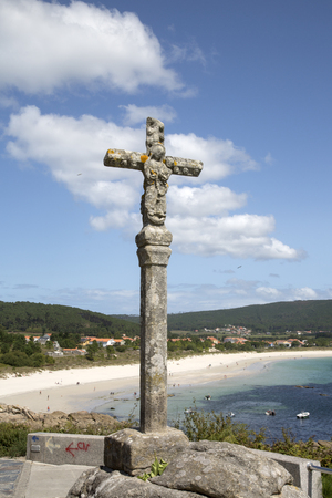 Religious Cross at Langosteira Beach; Finisterre; Costa de la Muerte; Galicia; Spainの写真素材