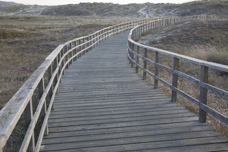 Walkway at Doninos Beach, Ferrol, Spainの写真素材