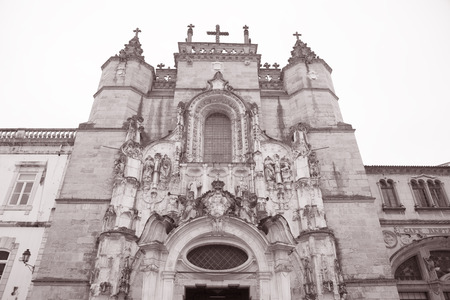 Santa Cruce Church, Coimbra, Portugal in Black and White Sepia Toneの写真素材